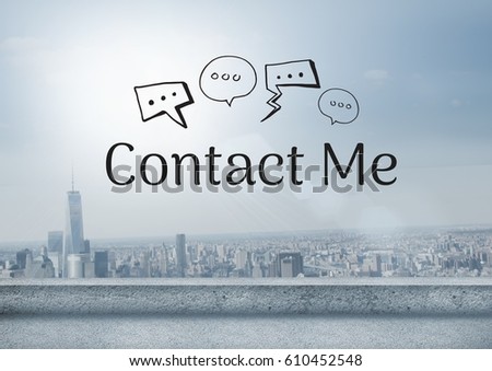 Digital composite of Contact Me text with drawings graphics