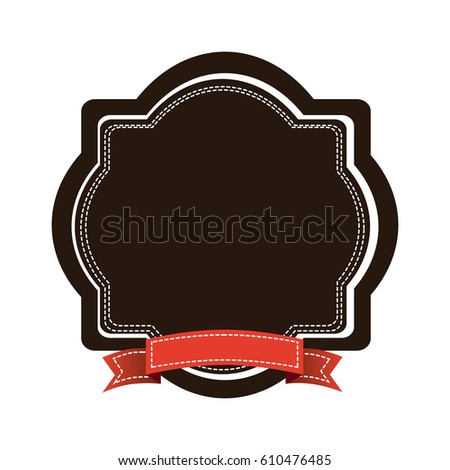 brown emblem with red ribbon icon, vector illustraction design