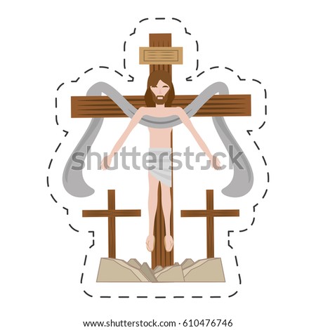 cartoon jesus christ sacred cross vector illustration eps 10