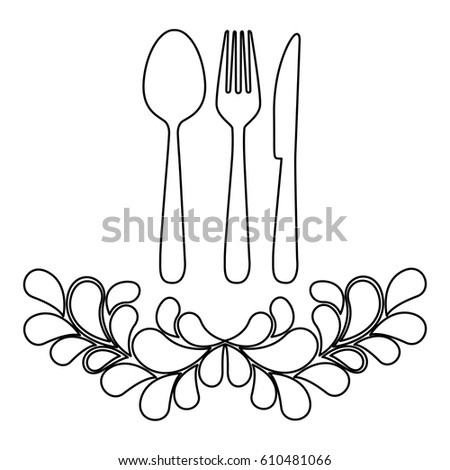 figure cuterry with leaves decoration icon, vector illustraction design