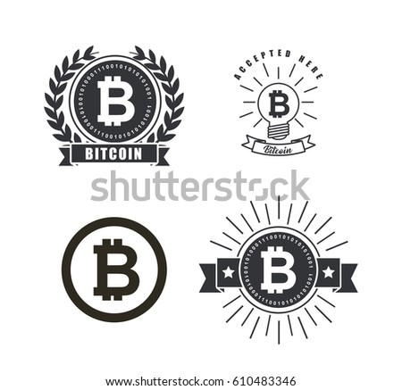 bitcoin emblems over white background. vector illustration