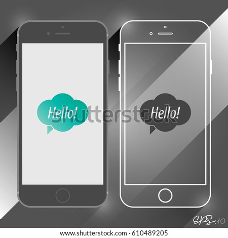 Mobile Device Smartphone Template. Vector Elements. Isolated Phone Flat Illustration. EPS10