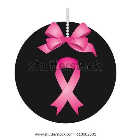 label with ribbon pink breast cancer