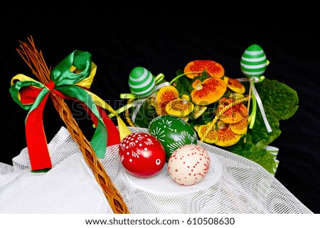 Easter decoration, czech tradition on black background