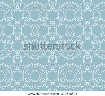 Seamless geometric line pattern. Interlacing linear texture for wallpaper, packaging, banners, invitations, business cards, fabric print. Interweaving blue and white graphic sketch background