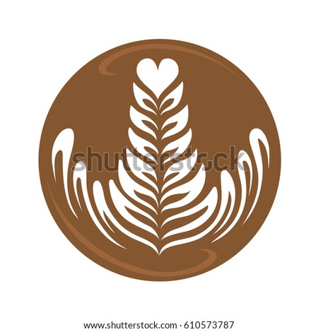 Rosetta latte art coffee vector design for logo and symbol Royalty-Free Stock Photo #610573787