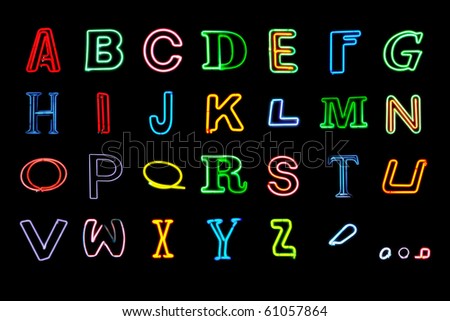Neon Alphabet letters. Set 2