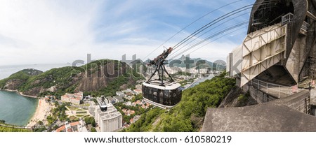 RIO DE JANEIRO, BRAZIL: Panoramic view of the city with the funicular as first term.