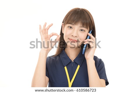 Woman who is talking on a smart phone