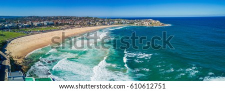 Aerial view of Bondi Beach or Bondi Bay at sunny day in Sydney Royalty-Free Stock Photo #610612751