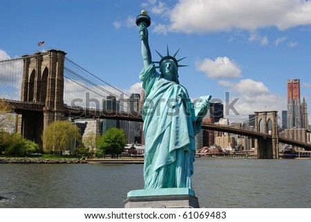 The landmark Statue of Liberty against the impressive New York City skyline.