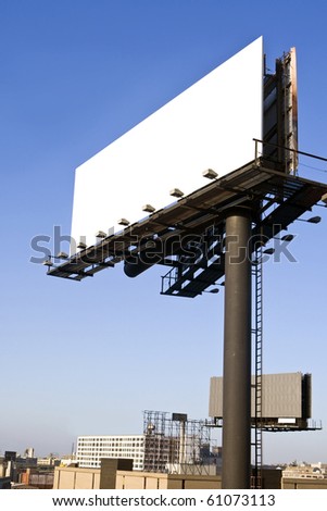 Blank billboard with cityscape