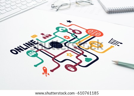 Social media and network concept over white background