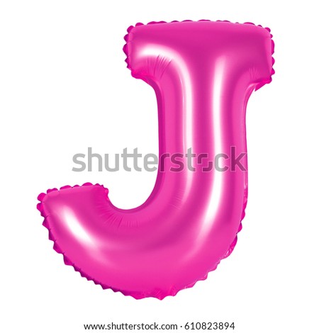 Letter J from English alphabet of balloons on a white background (pink)