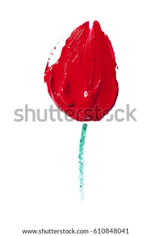Red flower painted with lipstick.