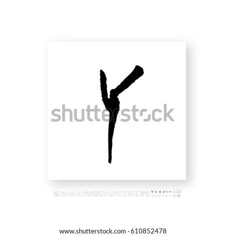 Hand drawn alphabet & number - vector