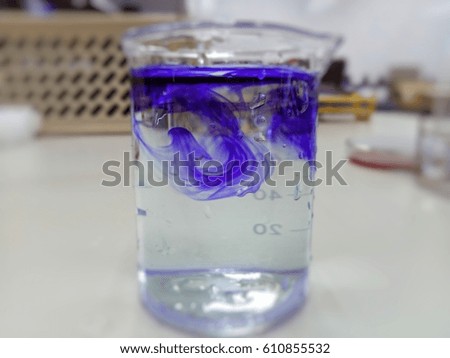 test liquid in beaker, Experiment research.
