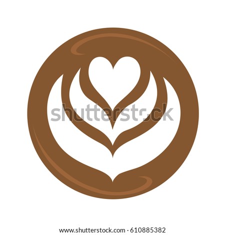 Tulip heart and rosetta latte art coffee design for logo, icon, symbol Royalty-Free Stock Photo #610885382