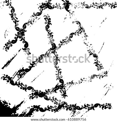 Grunge black and white texture template with hand drawn lines. Easy to use. Vector illustration.