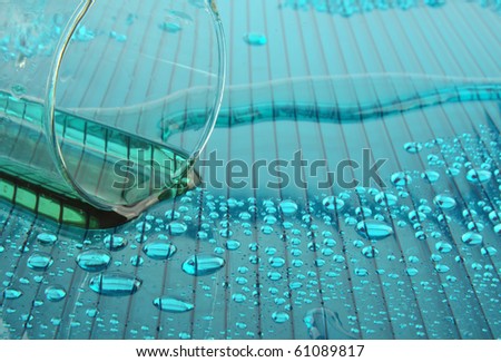 Close droplets on a blue background