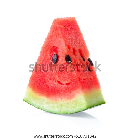 Sliced of watermelon isolated on white background Royalty-Free Stock Photo #610901342