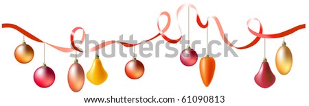 Seamless ribbon with hanging christmas balls