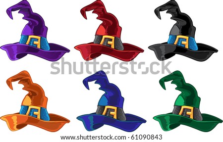 Color witch hat isolated on a white background