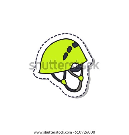 doodle icon, sticker. climbing helmet. vector illustration