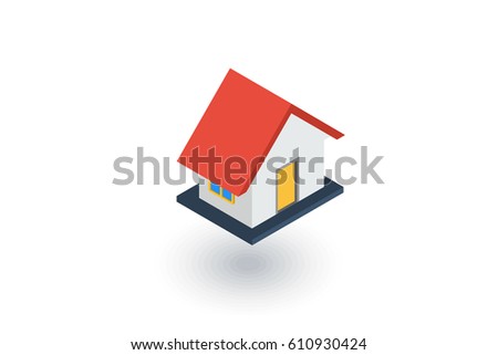 House isometric flat icon. 3d vector colorful illustration. Pictogram isolated on white background