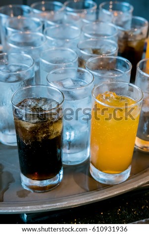 sparkling water in a glass,Carbonated drink  in party