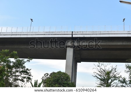 under a bridge a pier, a landing architecture infrastructure - Bhumibol Bridge expressway highway