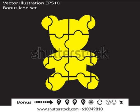 Bear puzzle icon, vector illustration eps10