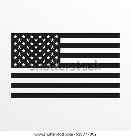USA flag icon. Black and white United States of America national symbol. Vector illustration. Royalty-Free Stock Photo #610977002