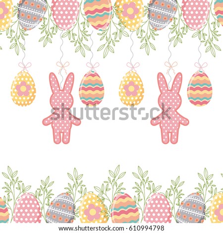 easter eggs and bunny icon over white background. happy easter concept. colorful design. vector illustration