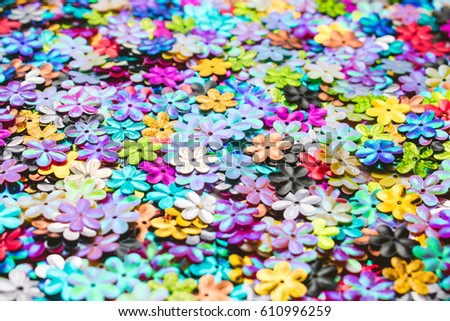 Colorful plastic flower for decoration.