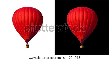 Red balloon isolated on alpha channel with black and white luminance matte, perfect for digital composition Royalty-Free Stock Photo #611024018