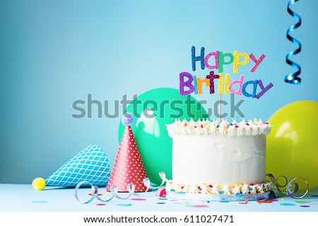 Birthday cake with colorful greeting