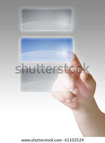The hand press the blank button on touch screen