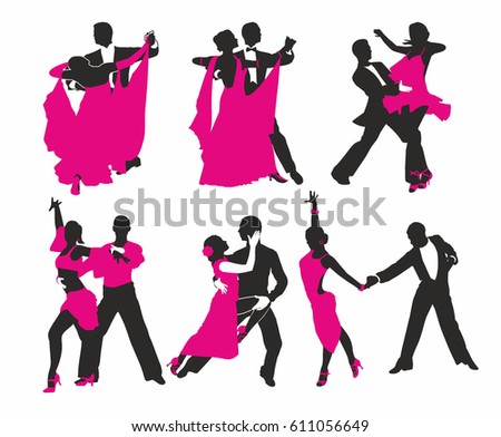black and magenta silhouette of couple dancing