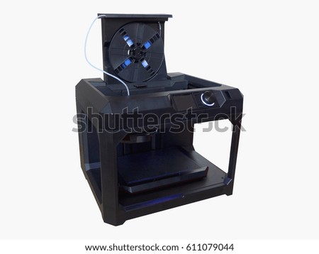 3d printer isolated on a white background. three dimensional printers are used in prototyping, industry, laboratories and engineering to produce plastic models