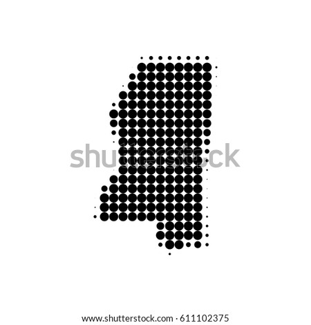 Dotted map of Mississippi. Vector