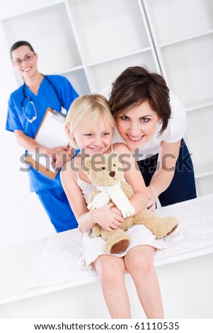 young mother and little girl in doctor's office