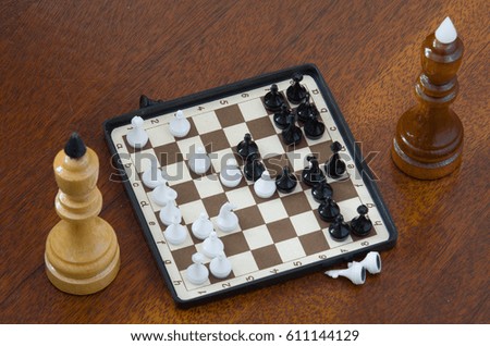 Playersa large chess pieces, play chess portable.