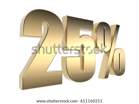 3D Metallic Text render of discount percentage sales for business