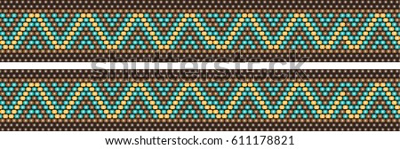Trendy, modern ethnic  beaded, border, pattern, embroidery cross, diamonds, stripe