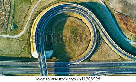 Highway exit and green grass