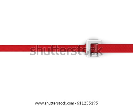 White background / parcel fastened with red plastic / nylon strap before shipping to several area i.e. domestic or overseas. white background for your creative design / ideas.