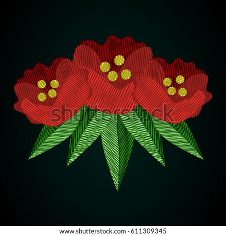 Embroidery poppy flowers