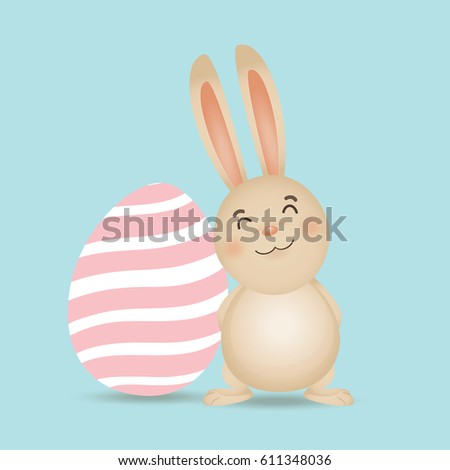Happy easter background design. Happy easter cards with Easter bunnies and Easter eggs. Vector illustration.