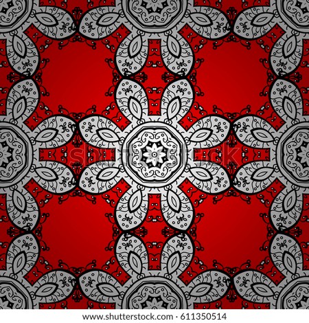 Vintage seamless pattern on a red background with white elements. Vector illustration.
